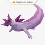 Papercraft Axolotl en origami papier 3D, modèle PDF imprimable, weergave 4