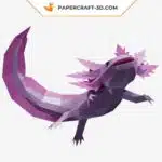 Papercraft Axolotl en origami papier 3D, modèle PDF imprimable, weergave 5