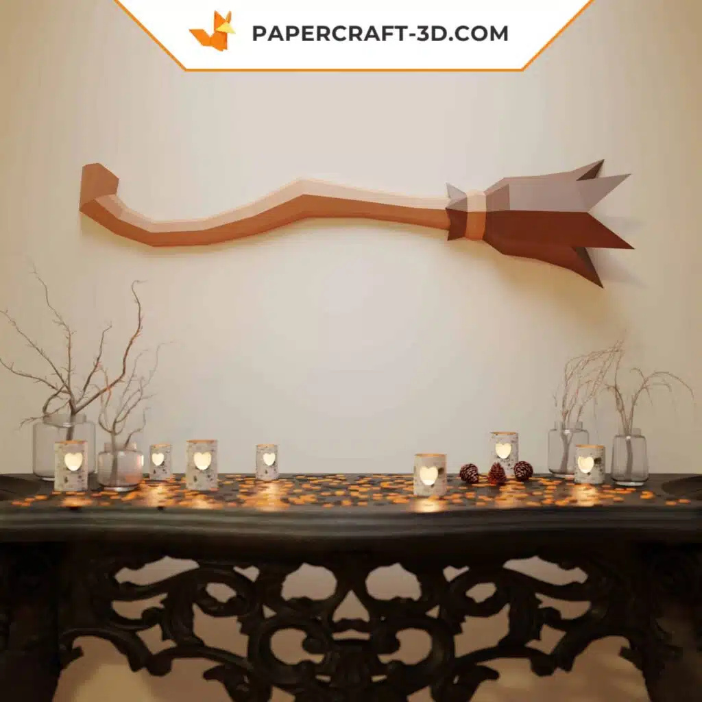 Halloween Hexenbesen Papercraft Origami