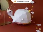 Papercraft baleine 3D origami papier pour décoration de chambre bébé, weergave 3