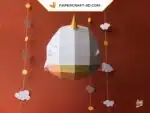 Papercraft baleine 3D origami papier pour décoration de chambre bébé, weergave 4