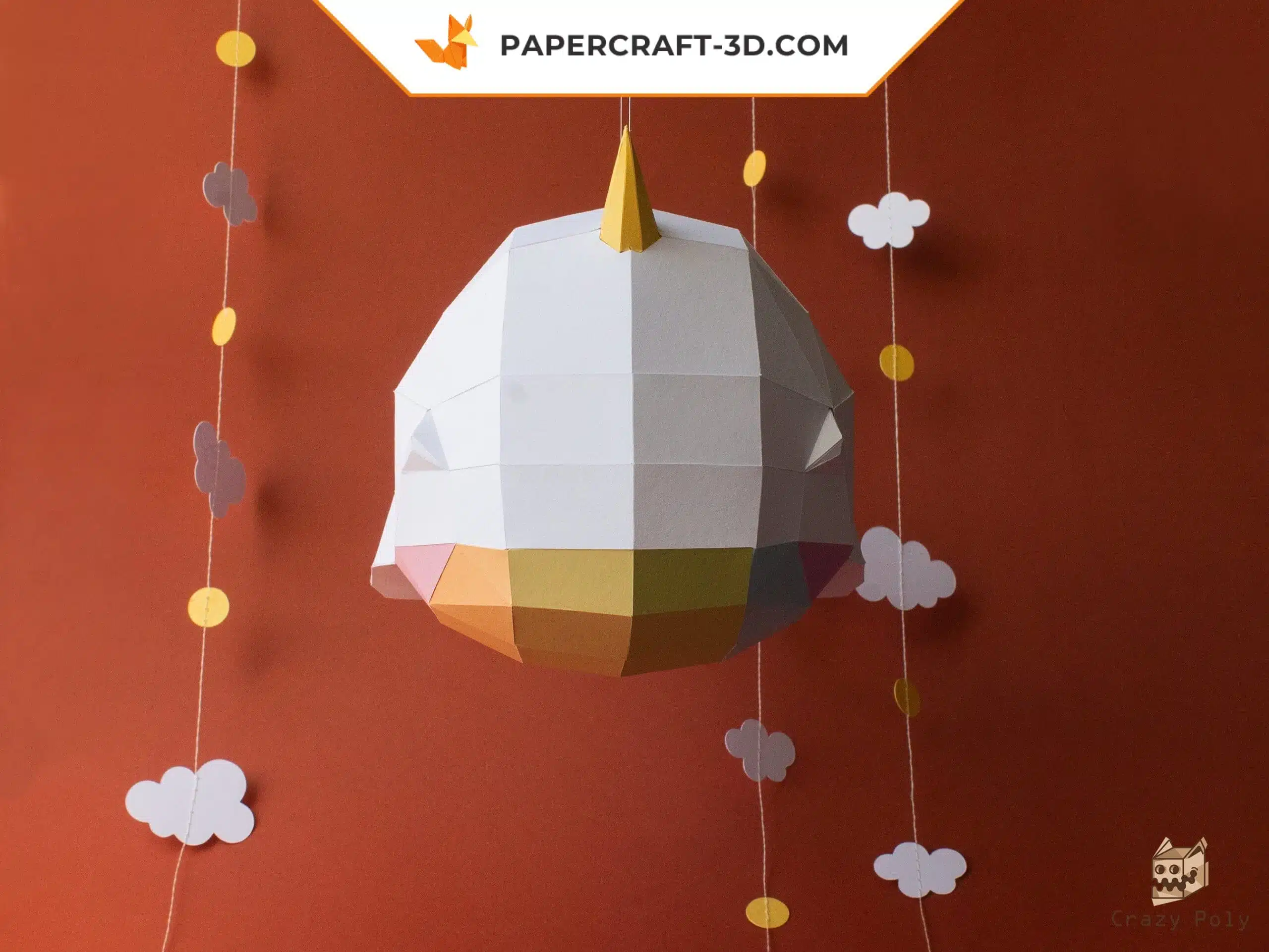 Papercraft baleine 3D origami papier pour décoration de chambre bébé, weergave 4