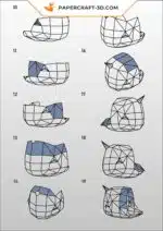 Papercraft baleine 3D origami papier pour décoration de chambre bébé, weergave 6