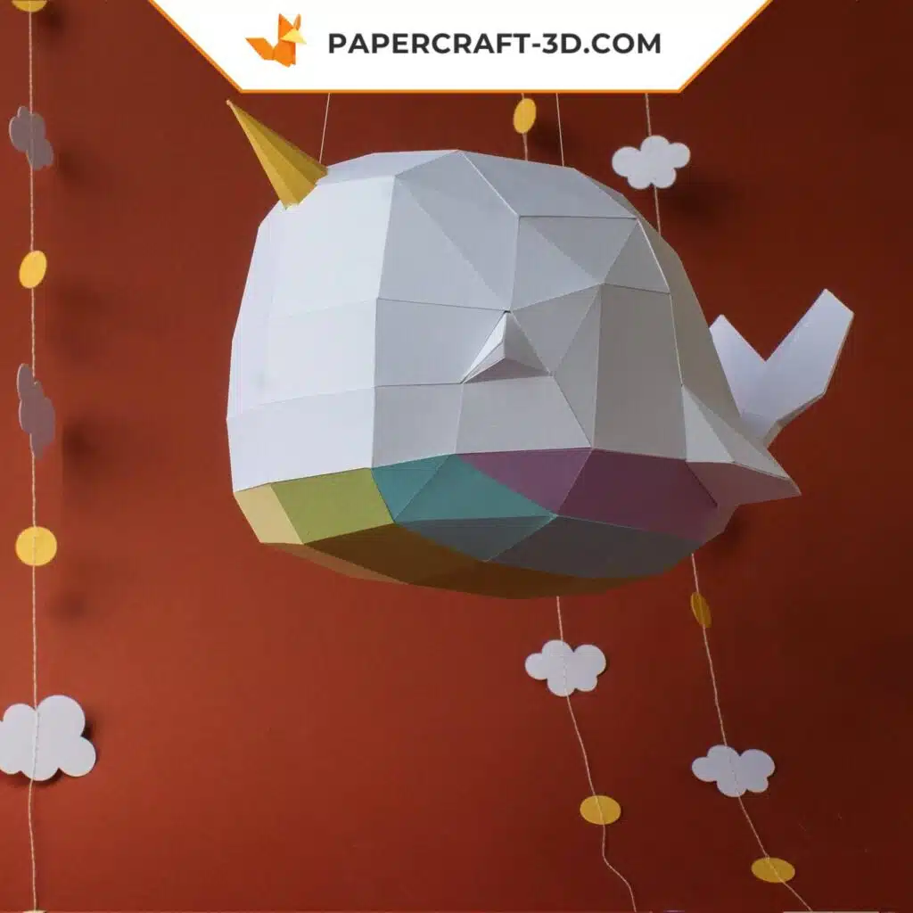 Papercraft Einhorn-Wal als Origami
