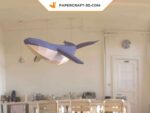Papercraft de baleia-azul em origami 3D