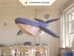 Papercraft de baleia-azul em origami 3D