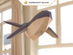 Papercraft de baleia-azul em origami 3D