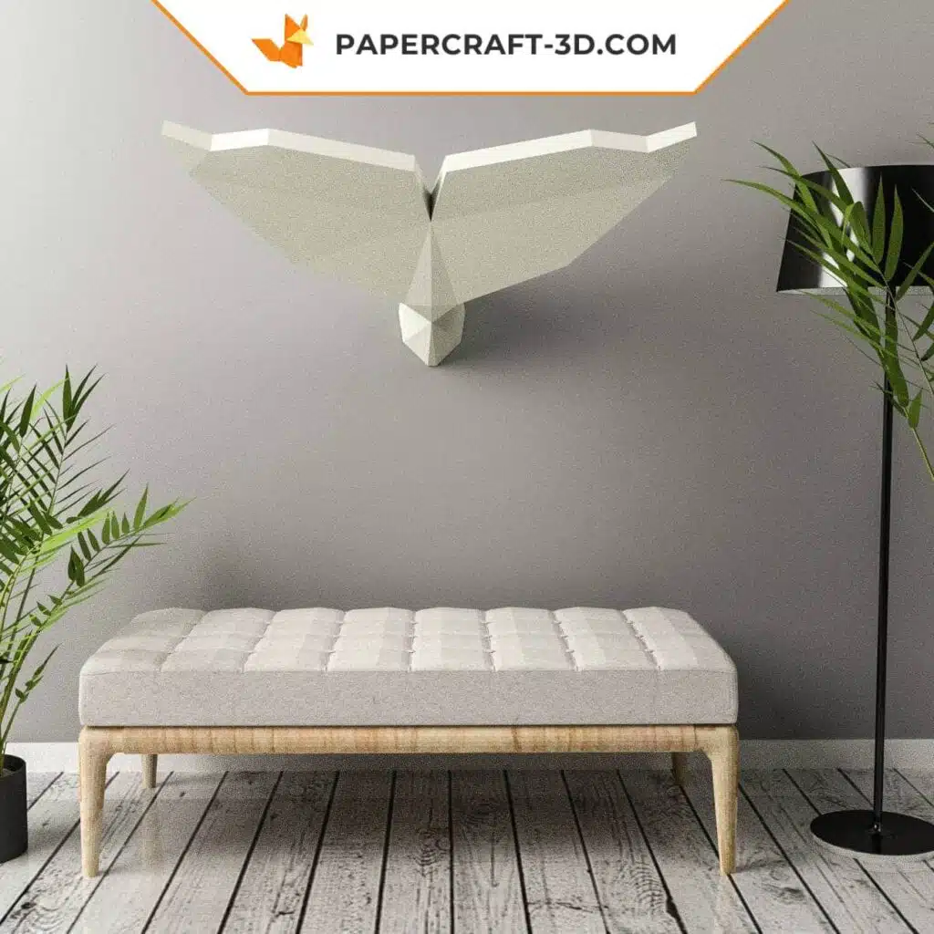 Papercraft whale tail in 3D origami