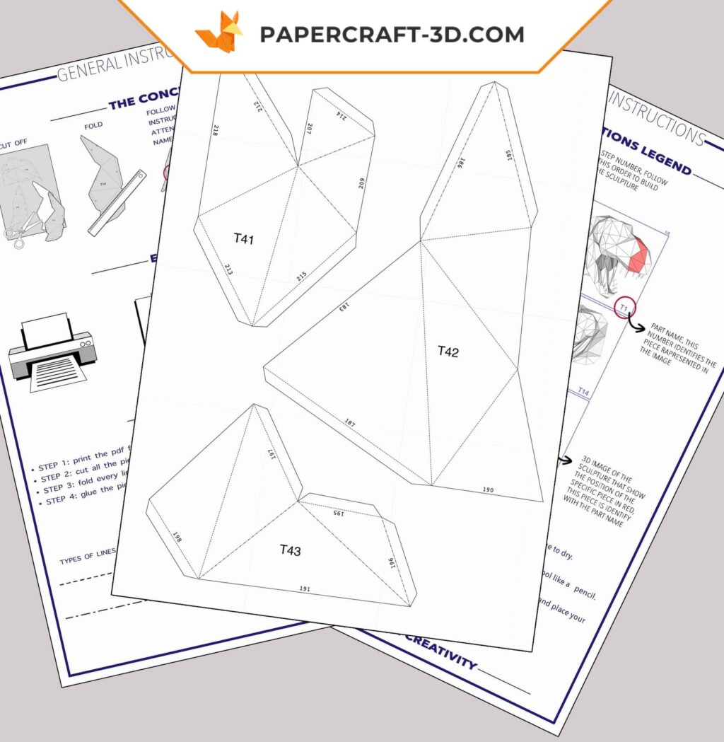 Queue Craft Queue de baleine en origami 3D – Sculpture papier murale