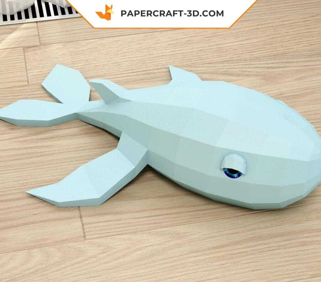 Papercraft de baleia em origami 3D