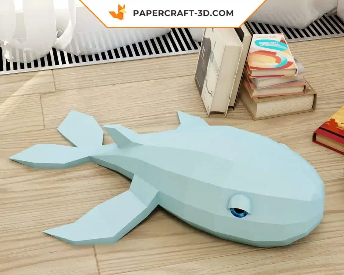 Papercraft Baleine origami papier 3D DIY, weergave 4