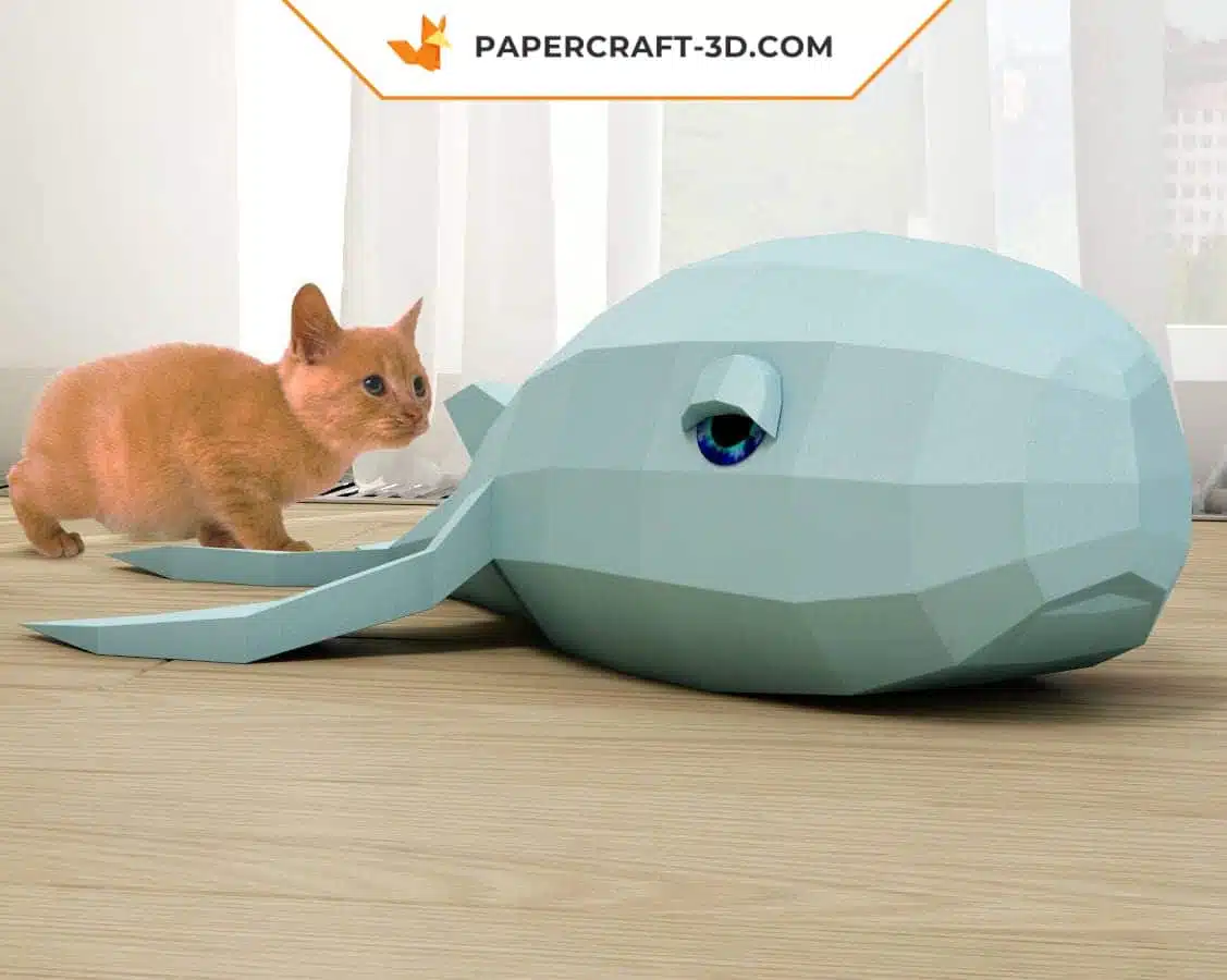 Papercraft Baleine origami papier 3D DIY, weergave 5