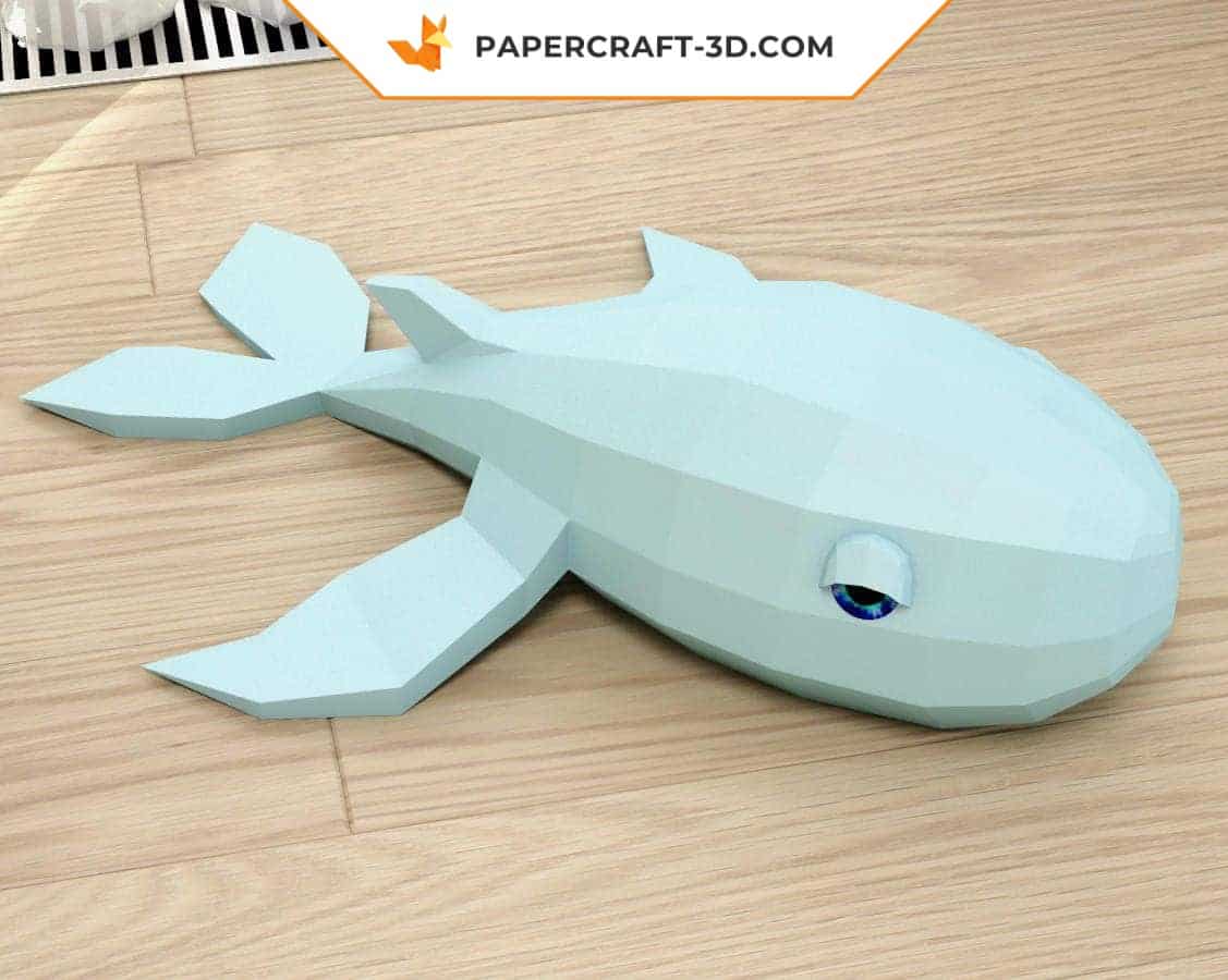 Papercraft whale in 3D origami
