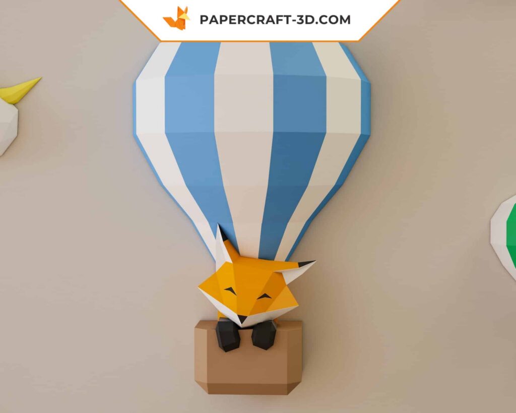 Papercraft ballons et nuages dans un ciel en origami 3D
