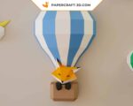 Papercraft palloncini e nuvole in un cielo in origami 3D