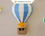 Papercraft ballons et nuages dans un ciel en origami 3D