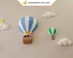 Papercraft ballons et nuages dans un ciel en origami 3D