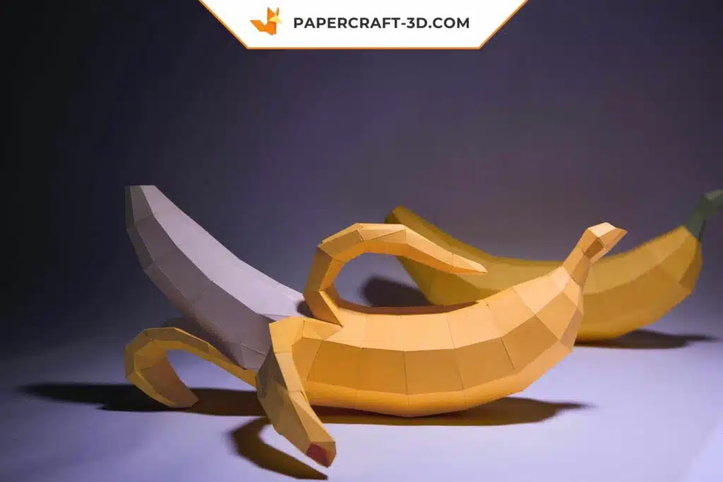 Papercraft banane XL en origami papier 3D téléchargeable, weergave 3