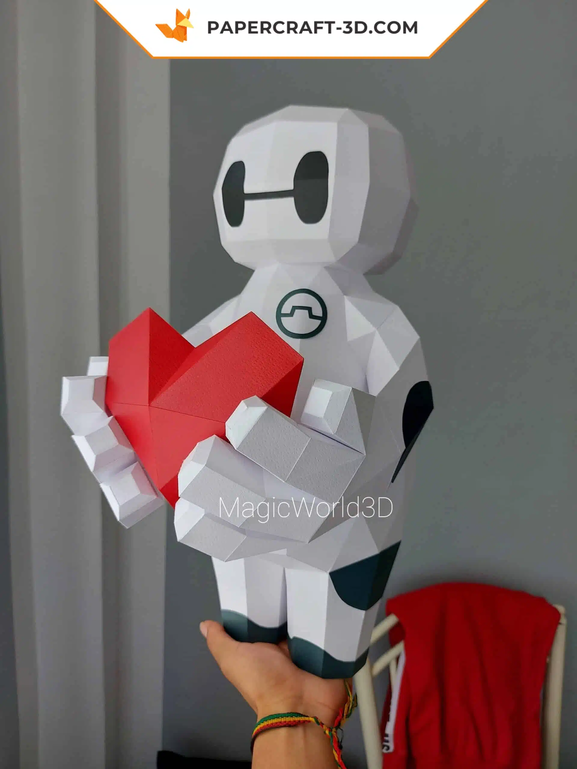 Papercraft Baymax Love origami papier 3D pour la Saint-Valentin, weergave 4