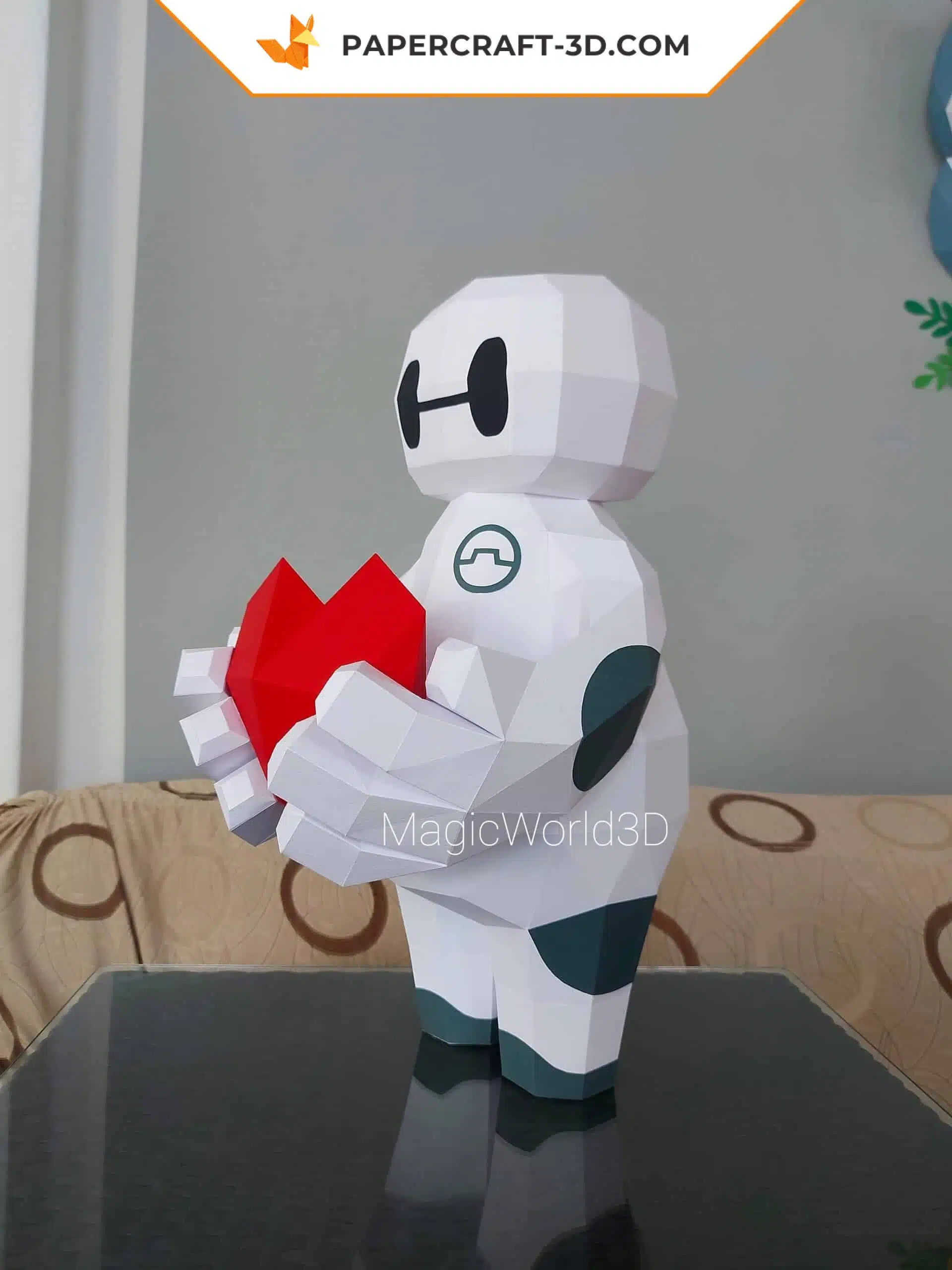 Papercraft Baymax Love origami papier 3D pour la Saint-Valentin, weergave 5