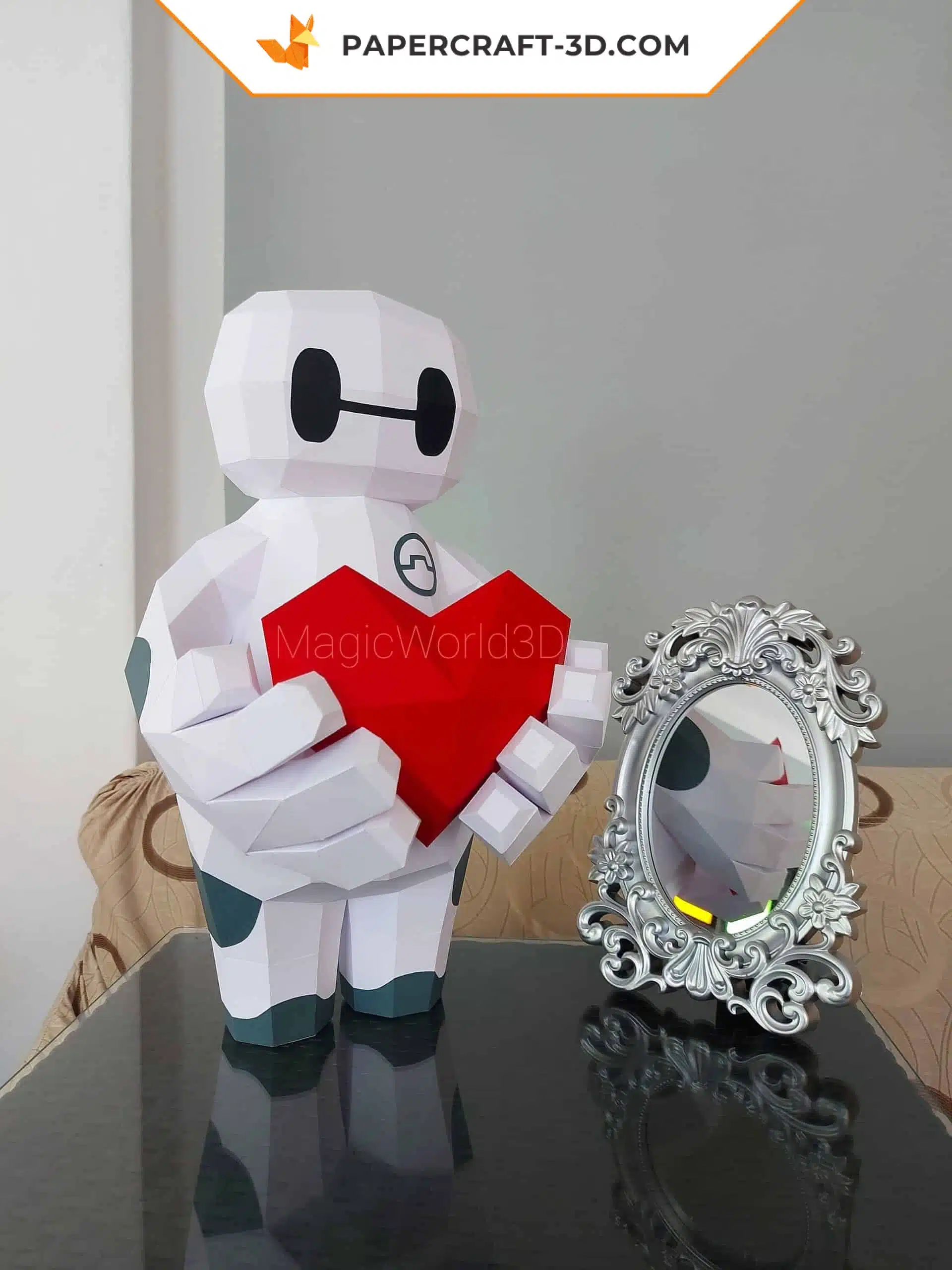 Papercraft Baymax Love origami papier 3D pour la Saint-Valentin, weergave 7