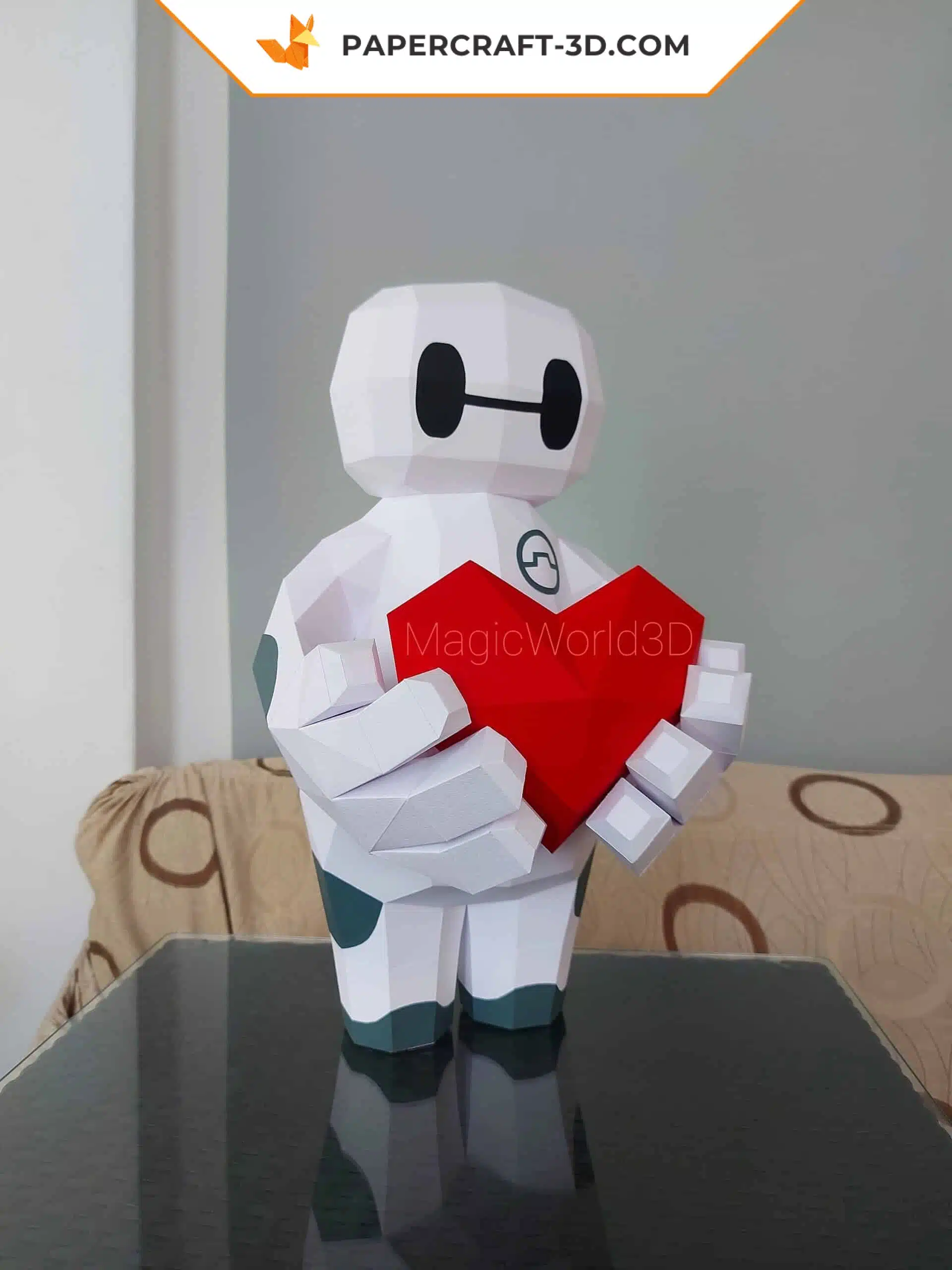 Papercraft Baymax Love origami papier 3D pour la Saint-Valentin, weergave 8