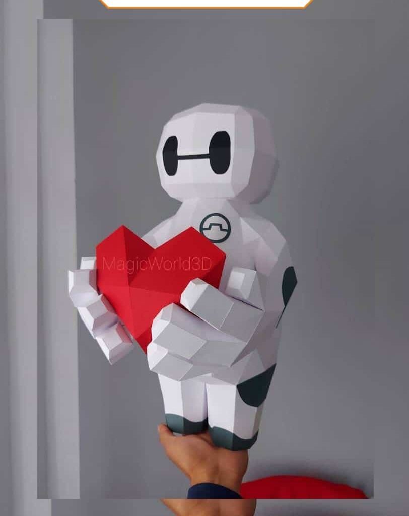 Papercraft Baymax Love em origami 3D