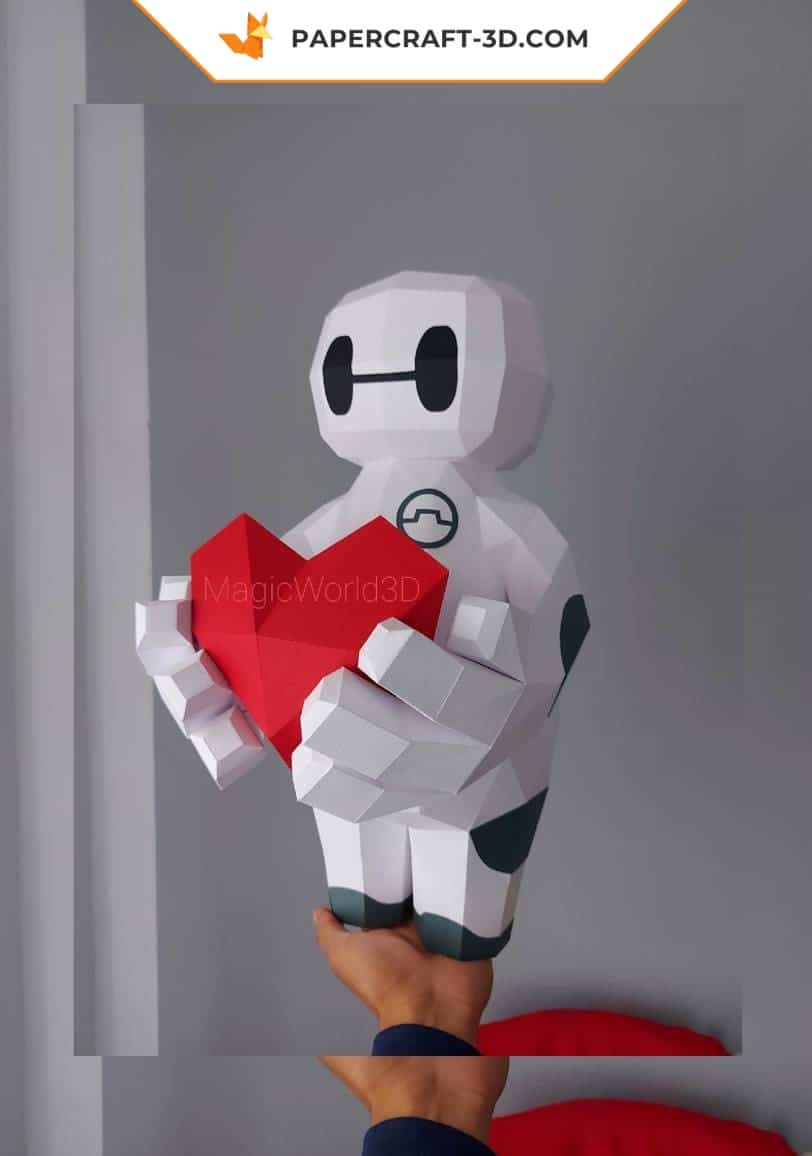 Papercraft Baymax Love in 3D origami
