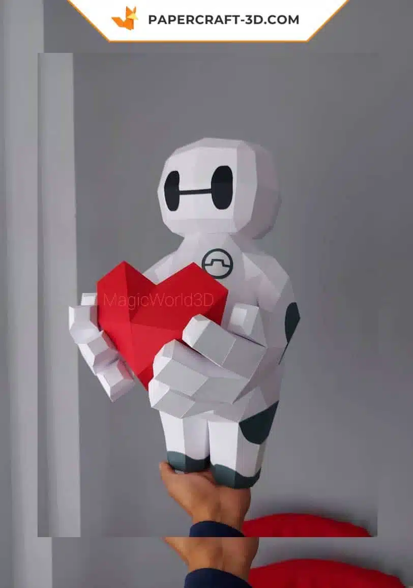 Papercraft Baymax Love origami papier 3D pour la Saint-Valentin