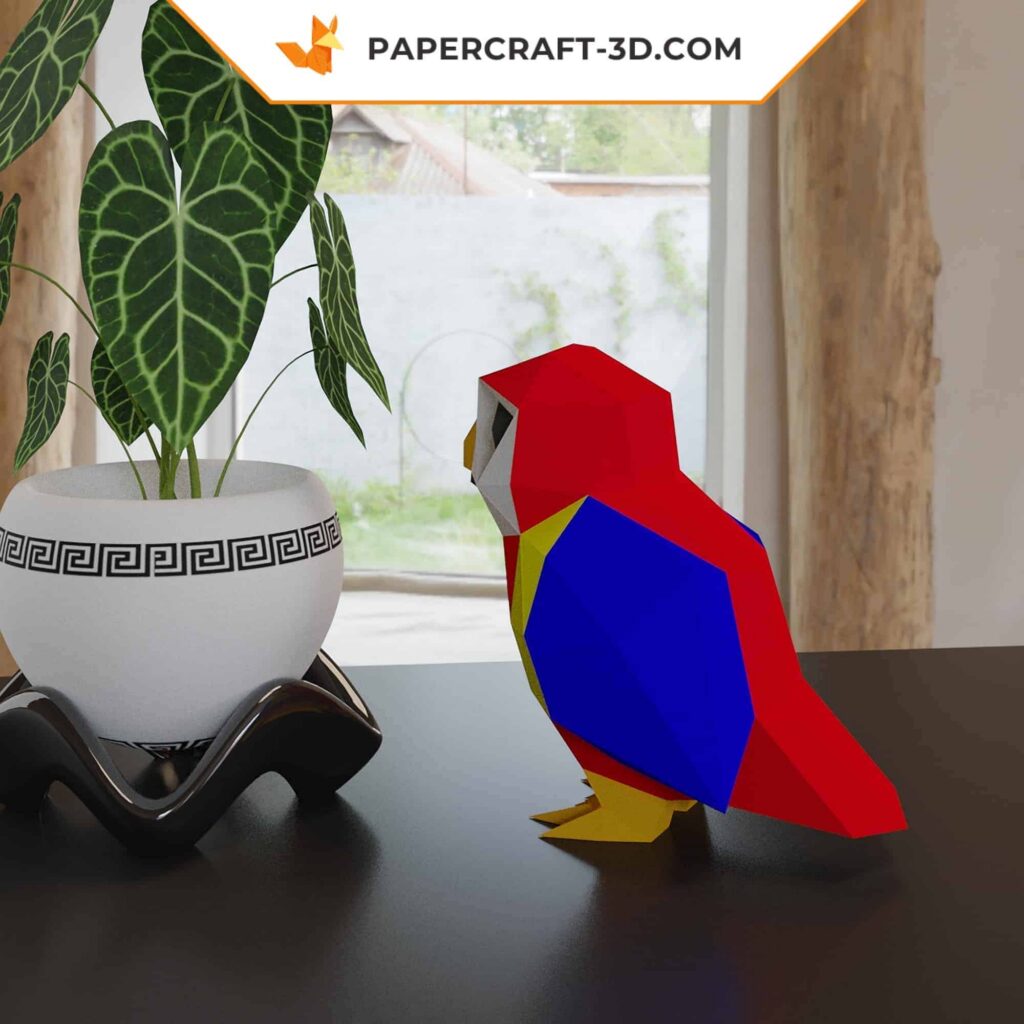 Papercraft filhote de arara em origami 3D