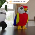 Papercraft di pappagallo ara in origami 3D