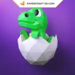 Papercraft bébé dinosaure en origami papier 3D DIY, weergave 2