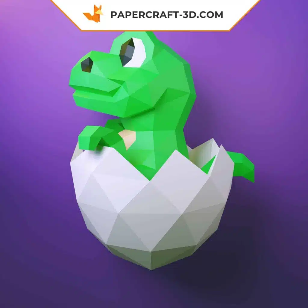 Papercraft bebê dinossauro em origami