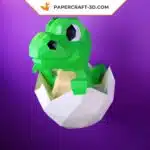 Papercraft bébé dinosaure en origami papier 3D DIY, weergave 4