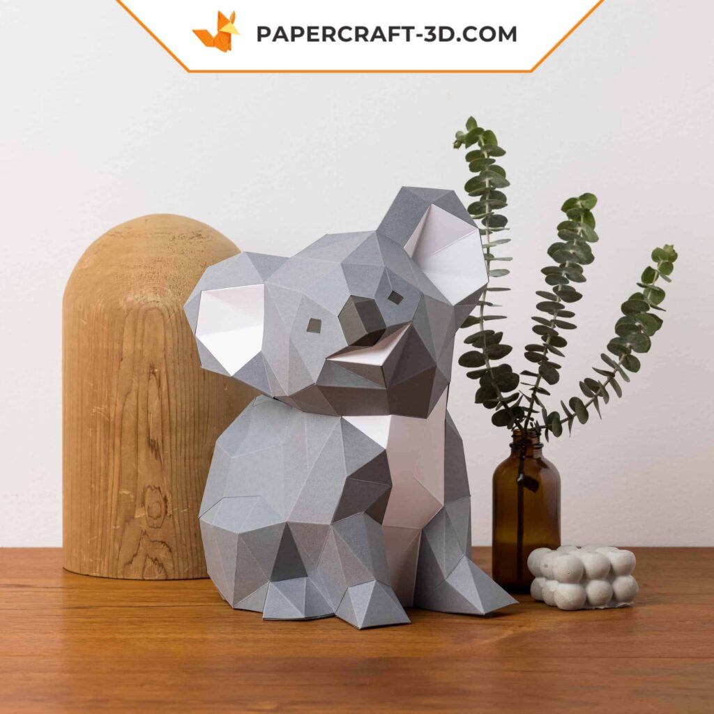3D origami baby koala papercraft