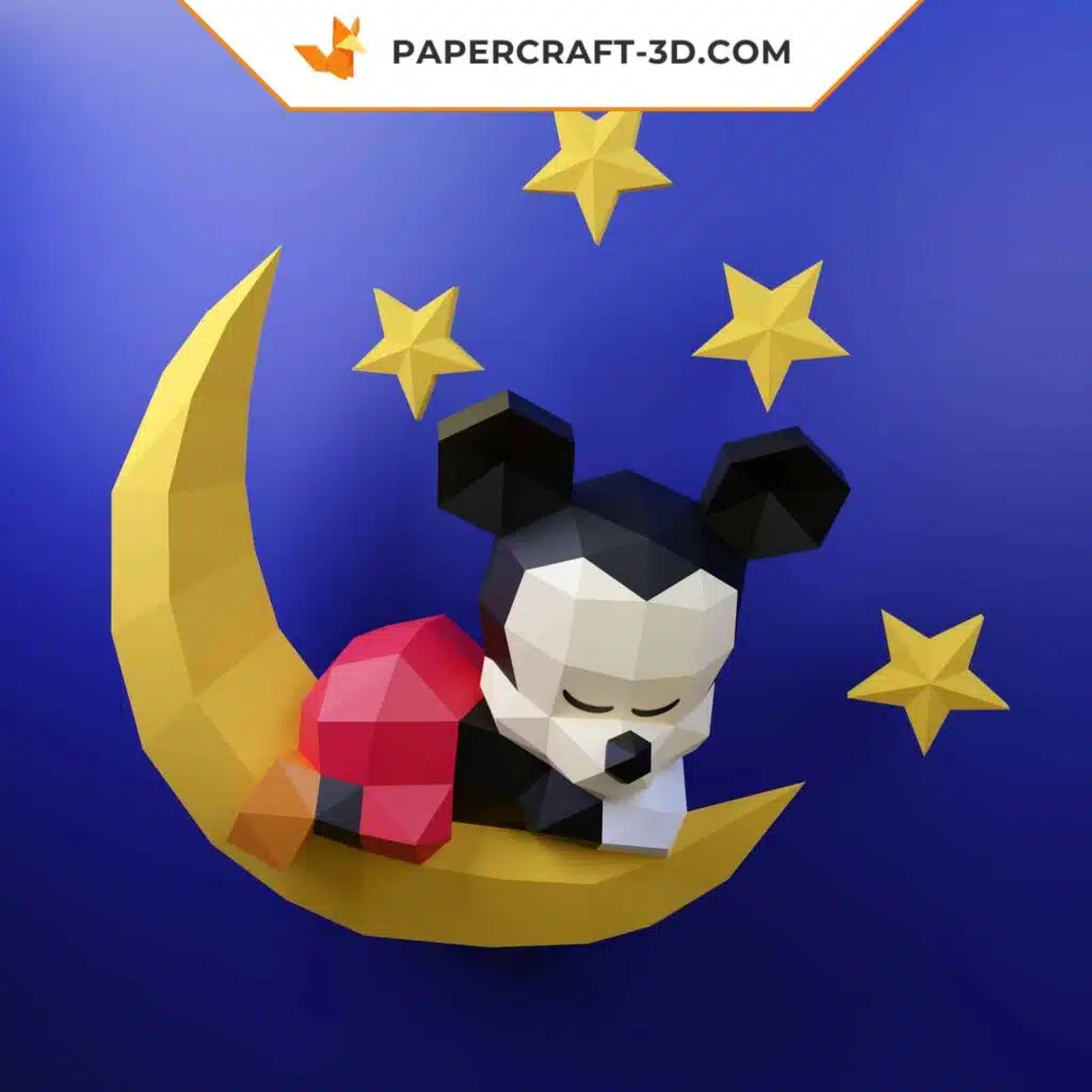 Papercraft Bébé Mickey en origami papier 3D DIY, weergave 2