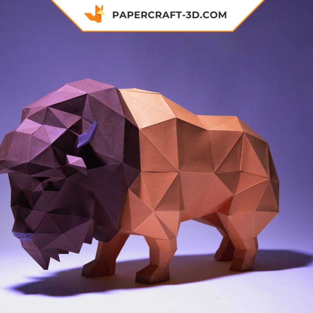 Papercraft bison in 3D origami