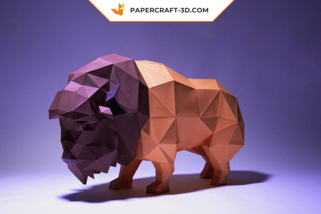 Papercraft de bisonte en origami 3D