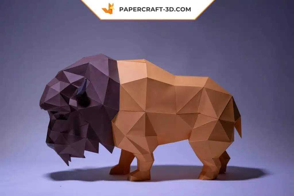 Papercraft Bison en origami papier 3D à télécharger, weergave 3