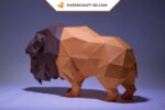 Papercraft de bisão em origami 3D
