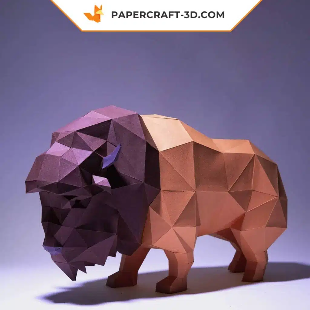 Papercraft-Bison als 3D-Origami