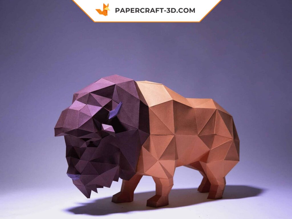 Papercraft de bisonte en origami 3D