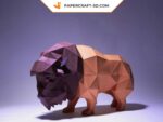 Papercraft de bisão em origami 3D