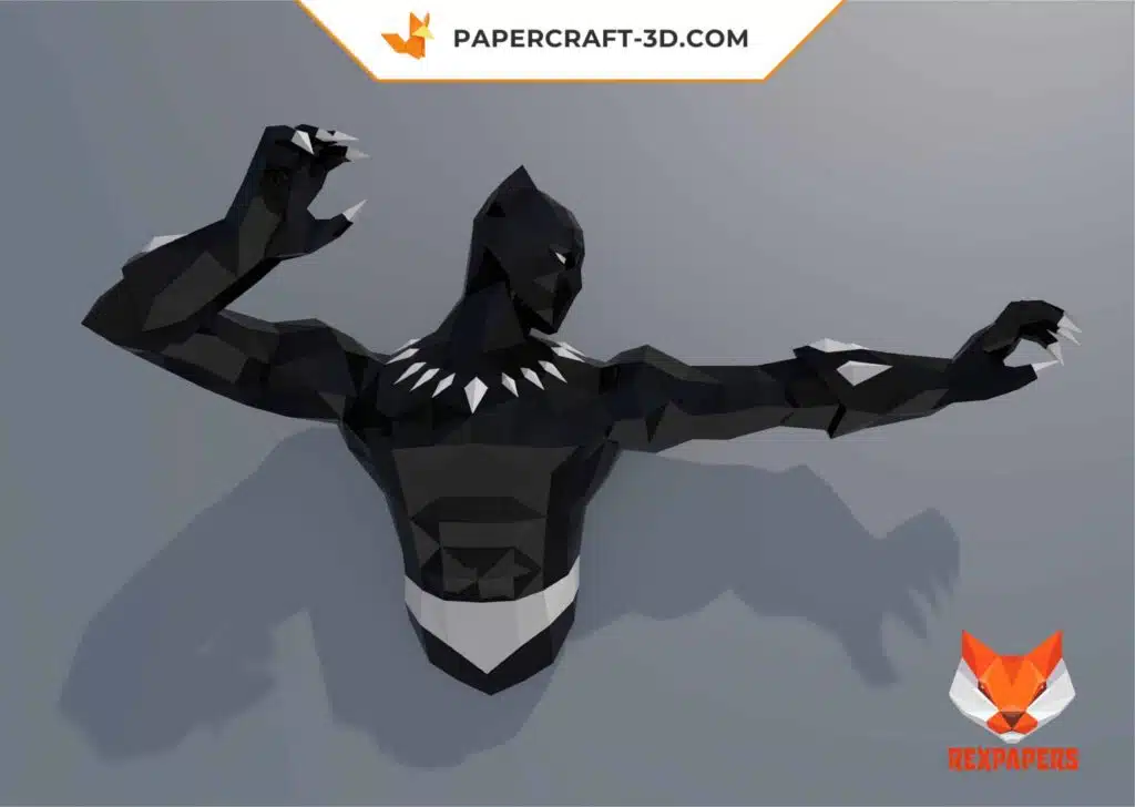 Papercraft Black Panther modèle 3D en papier origami, weergave 3