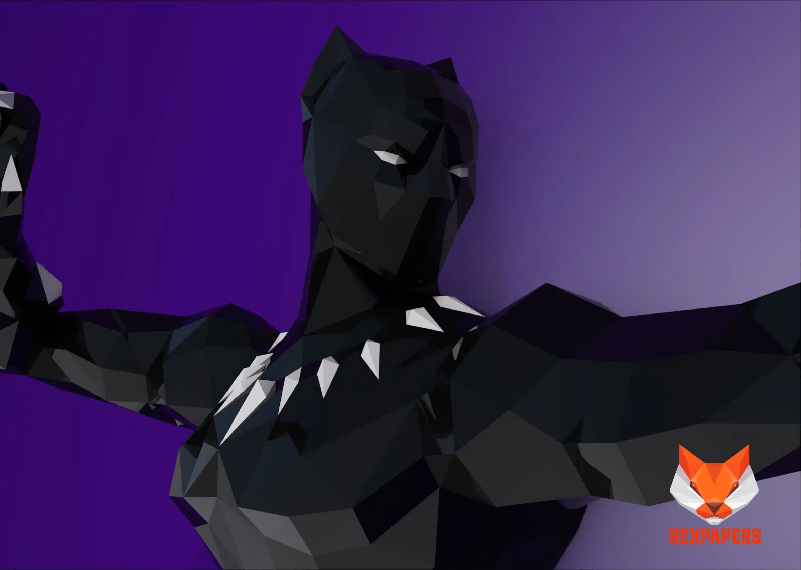 Papercraft Black Panther modèle 3D en papier origami, weergave 6