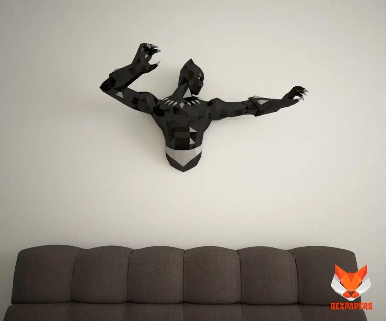 Papercraft Black Panther modèle 3D en papier origami, weergave 7