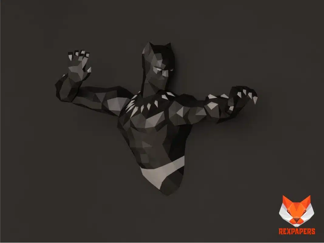Papercraft Black Panther modèle 3D en papier origami, weergave 8