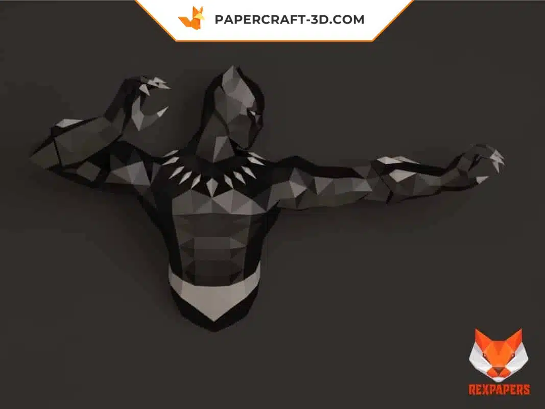 Papercraft Black Panther modèle 3D en papier origami, weergave 9