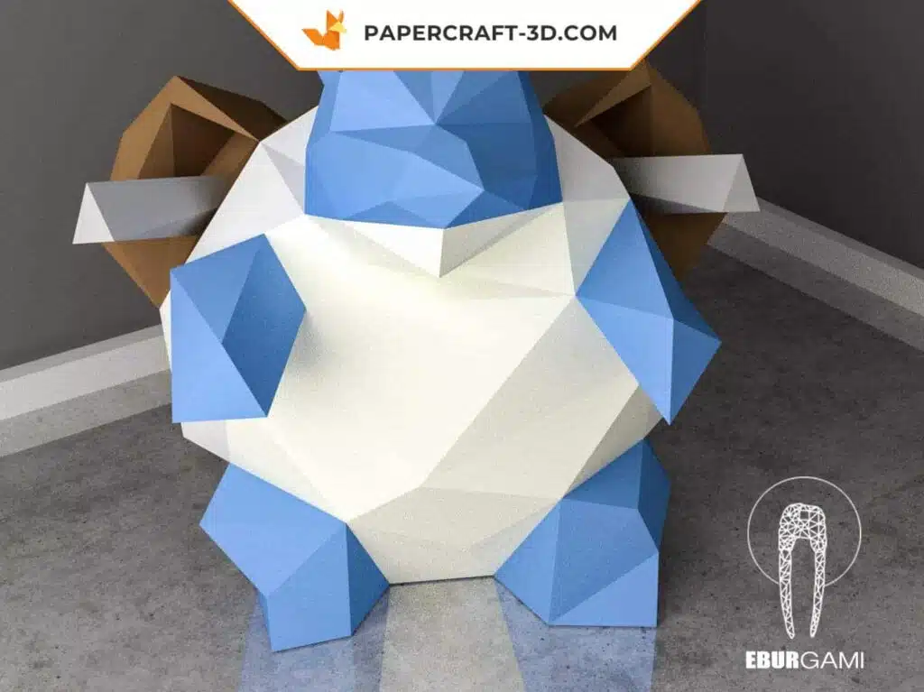 Papercraft Blastoise Pokémon origami papier 3D, weergave 2