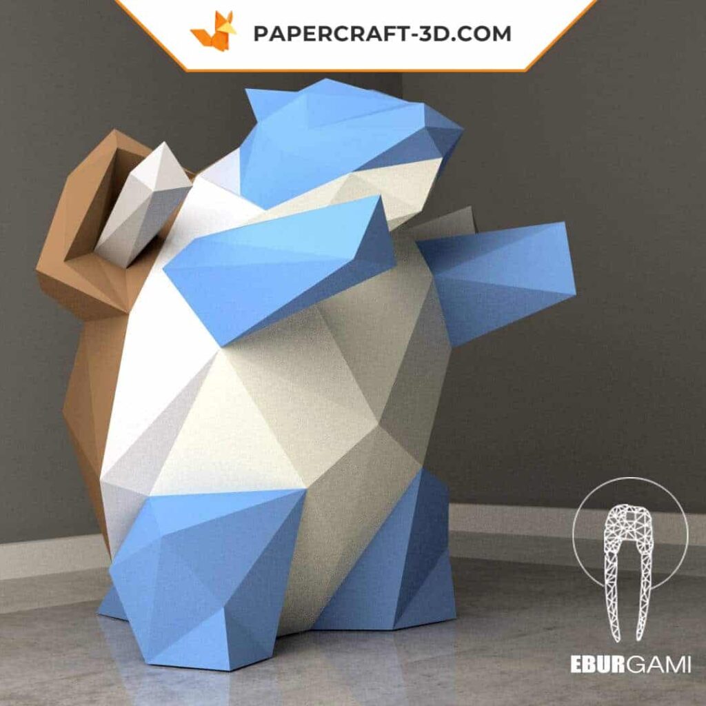 Papercraft de raposa caminhando em origami 3D